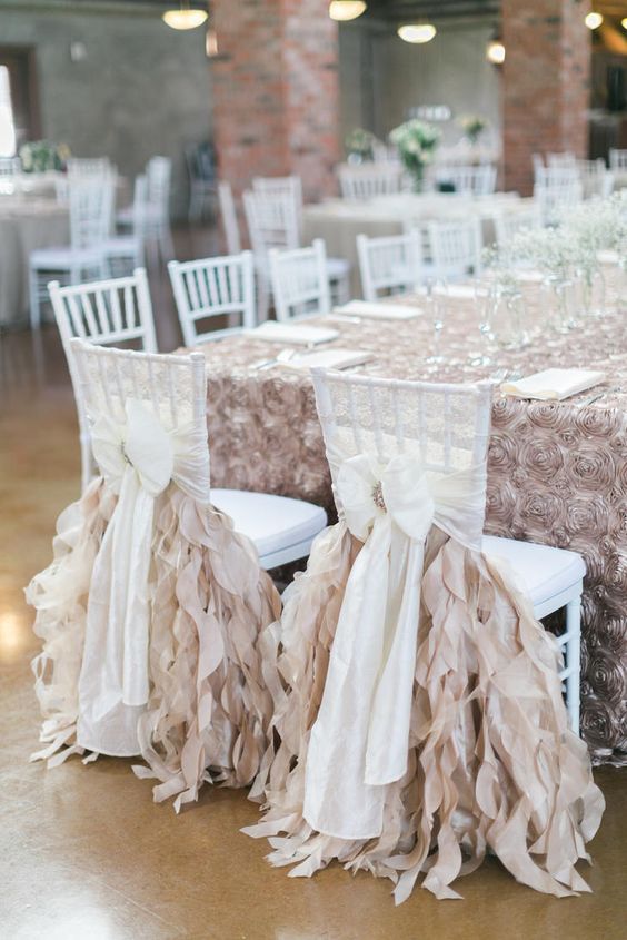 Fashionable design  blush chiffon ruffled wedding chair cover sash with hood