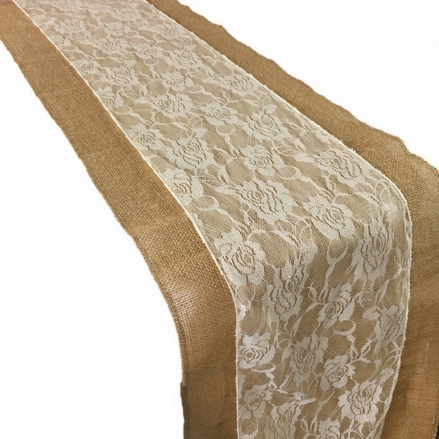 Jute with lace table runner